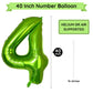 Paticool 40 Inch Green Number Balloon 4, Large Number Foil Balloons Mylar For Girl Boy Birthday Party Celebration Decorations Su