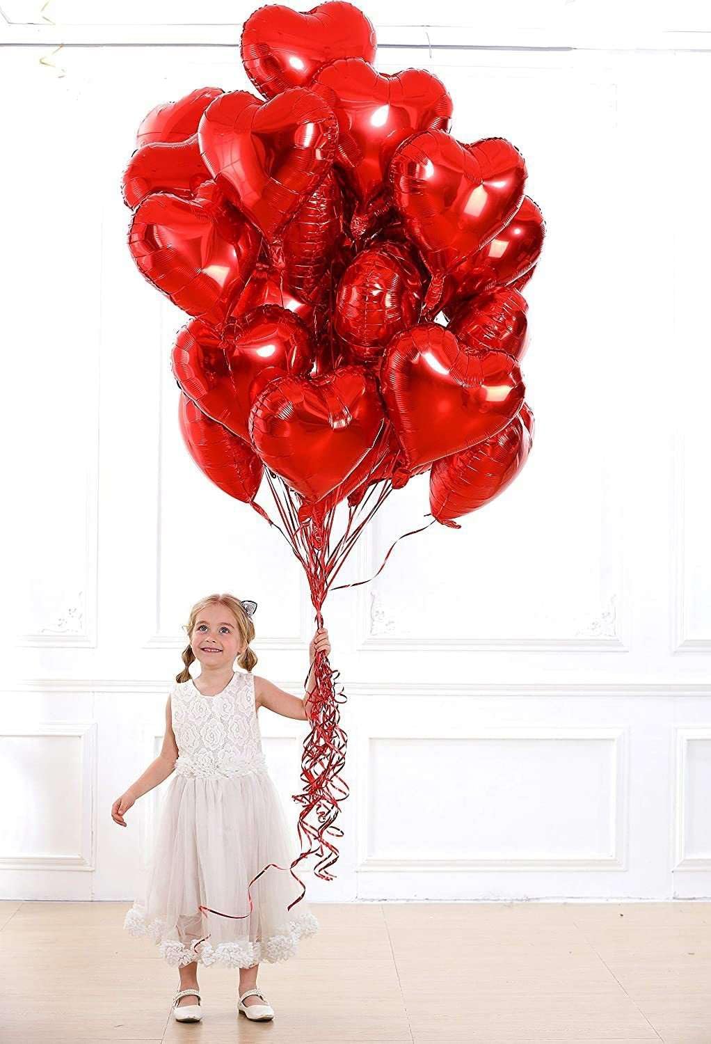 Lovoir 10 Pcs Red Heart Shape Foil Mylar Balloons 18 Inch Love Balloons For Valentine'S Day Birthday Party Decorations Wedding E