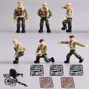 ENHANA 6 PCS WWII Multiple Movable Joints Police Figure  Special Forces Military Action Figure with  Accessories Building Blocks Set SWAT Best Gift for Boys