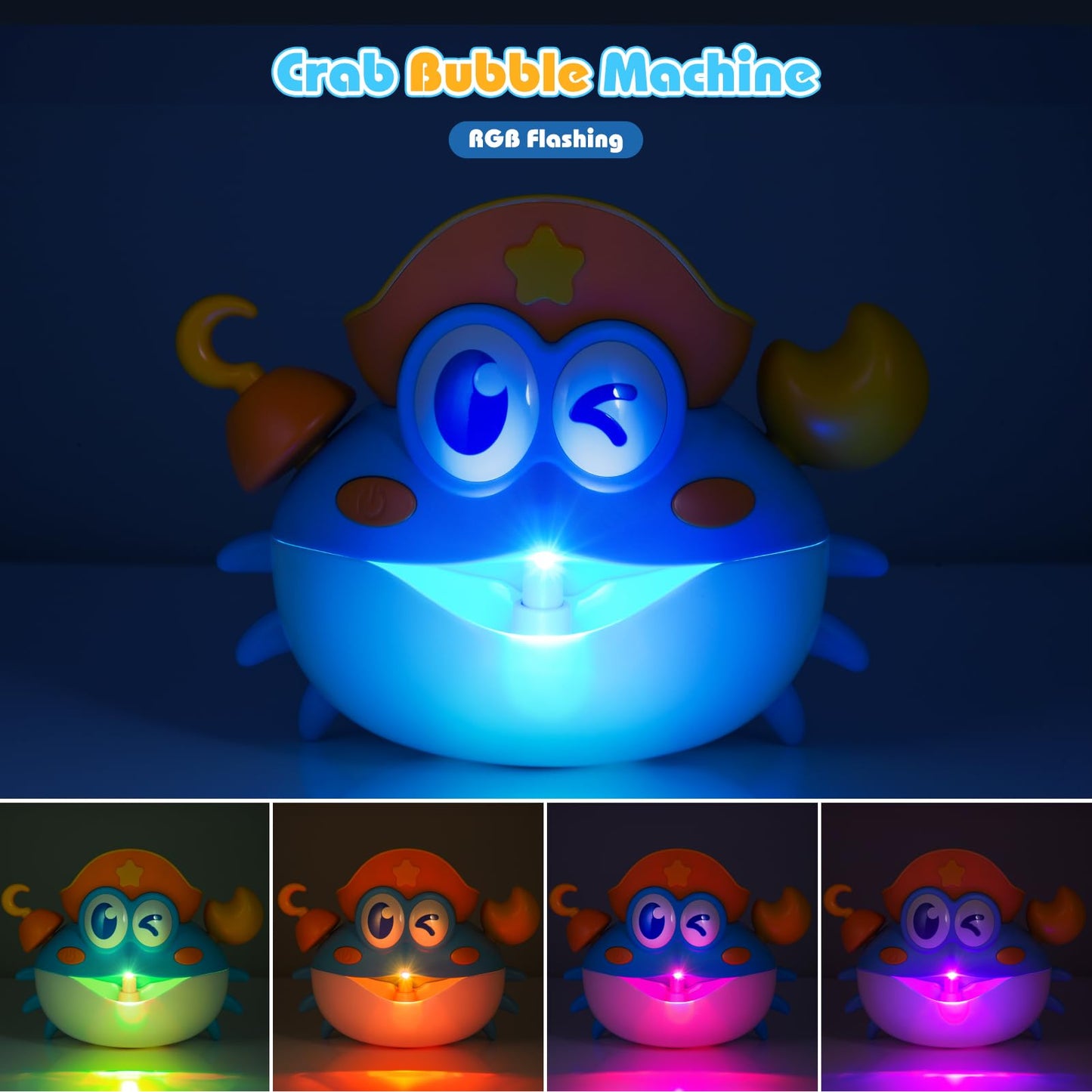 Bath Toys Crab Baby Bath Toys Light Up Bath Bubble Machine with Colourful RGB Light Great Birthday Gift for Boys and Girls Toddler Toy for Kids Ages 1-3 4-8