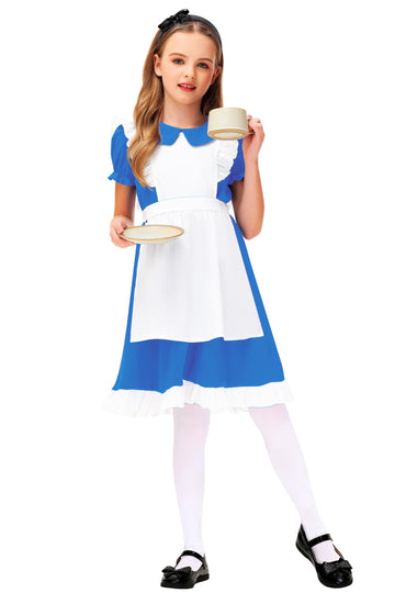 Girl Alice Dresses With White Apron Dress Halloween Blue Maid Princess Dresses 11-12 Years