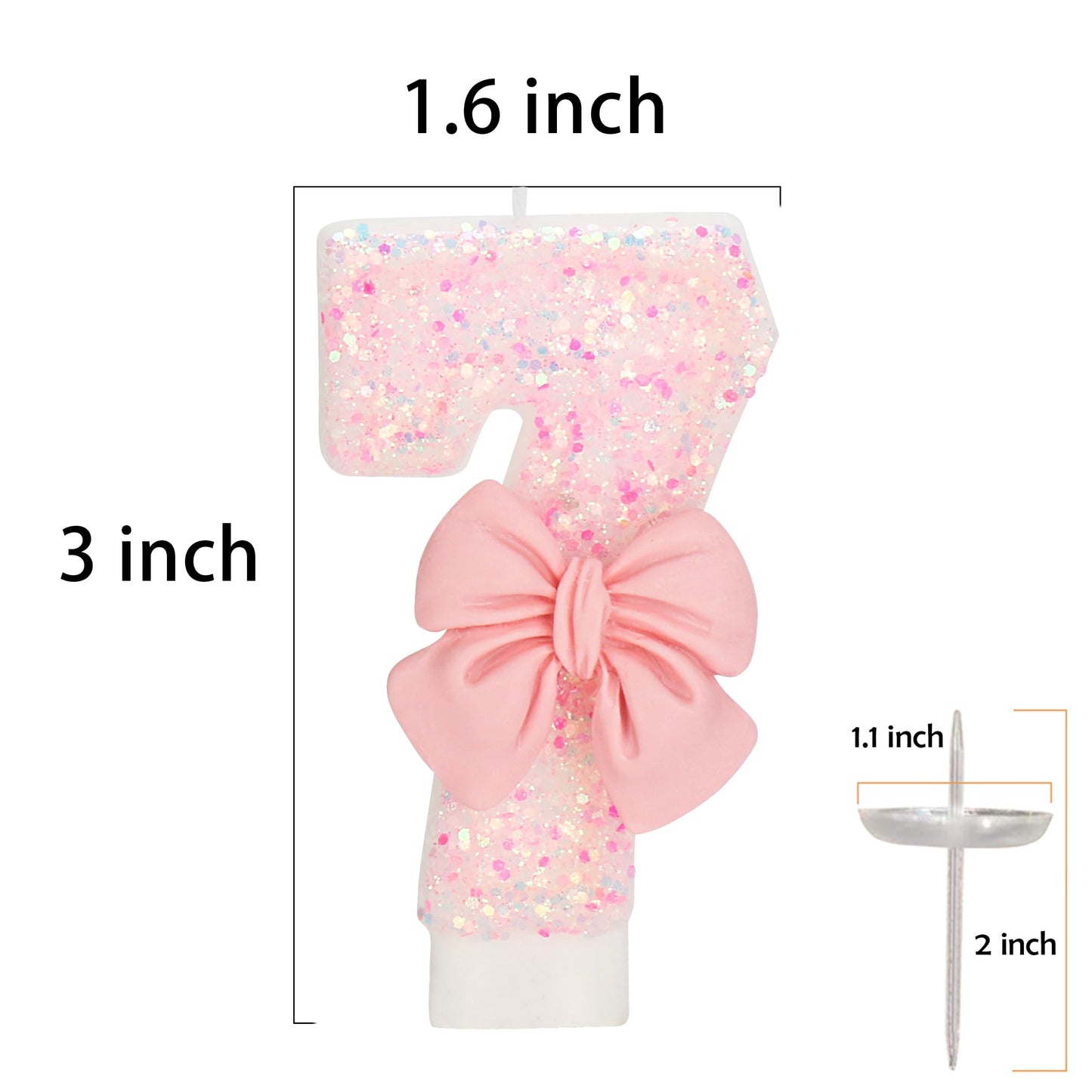 ElekFX 27th Birthday Candles for Cake, Pink Bow Number Cake Candles, 2.76 inch Number Happy Birthday Candle, Cake Topper Decorat
