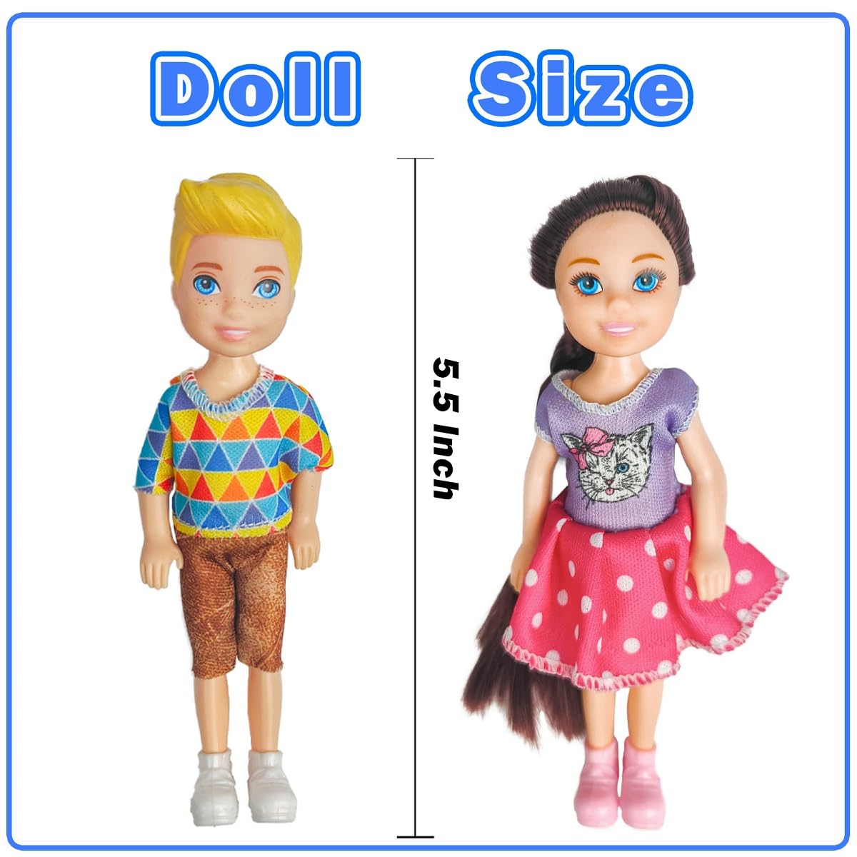 Chioldilly Interactive Family Toy Fun Action Figures Set, Imaginative Educational Family Doll Play, For Kids 3+(Editions A)