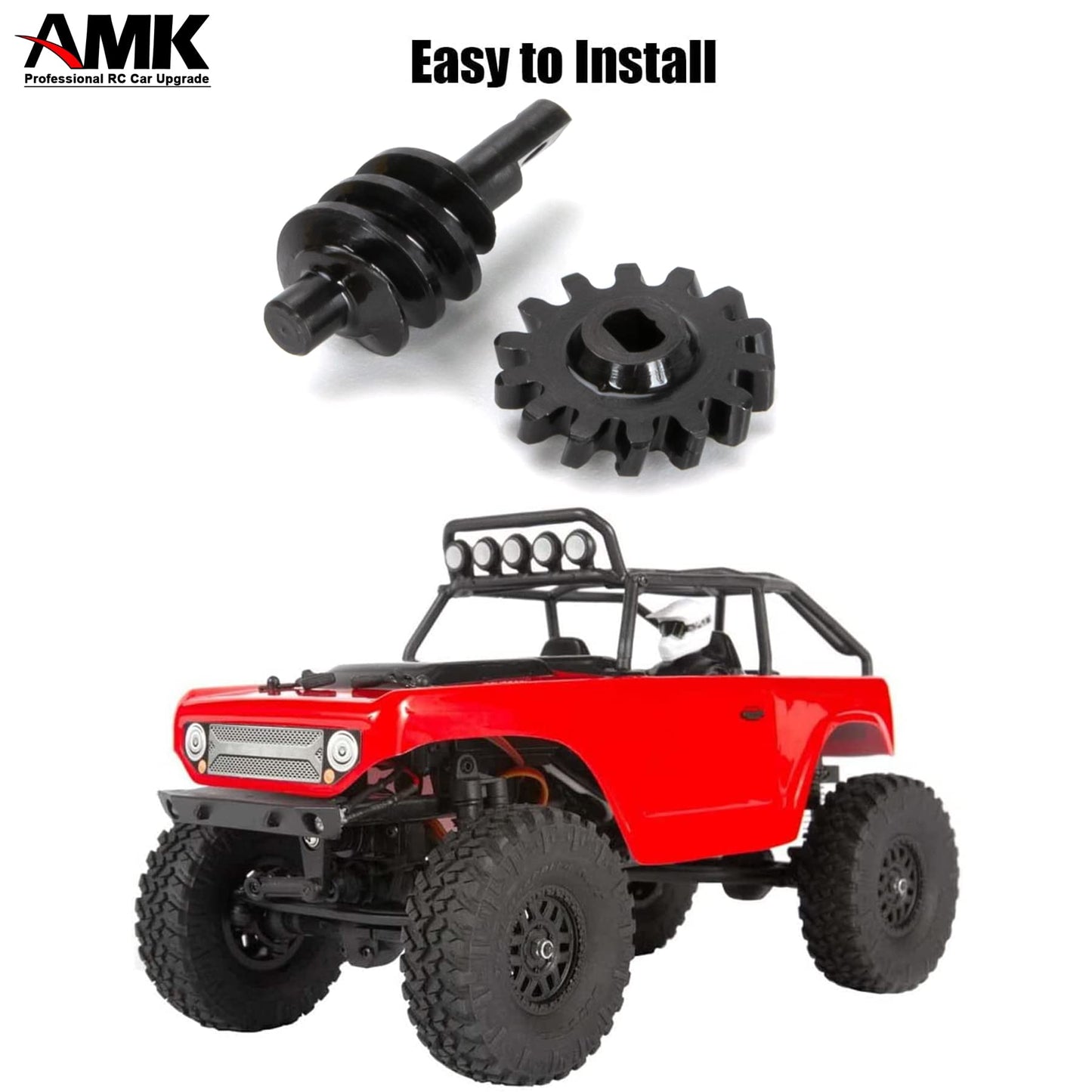 2pcs Steel Axle Differentials Gear 13T/2T Front and Rear Overdrive Differential Worm Gear for Axial SCX24 1/24 RC Crawler Truck