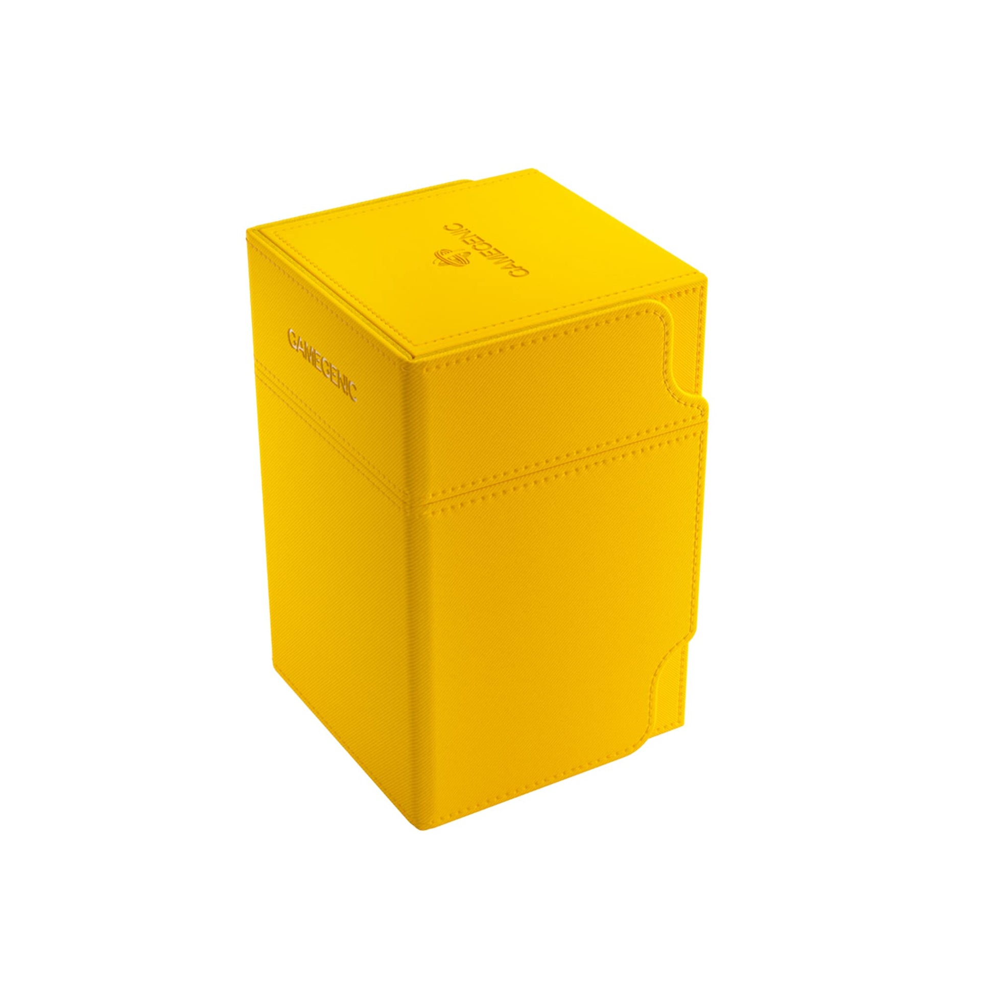 Gamegenic Watchtower 100+ Xl Convertible Deck Box - Double-Sleeved Card Storage, Card Game Protector, Nexofyber Surface, Holds Up To 100 Cards, Yellow Color, Made