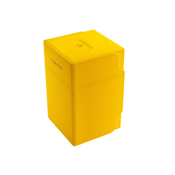 Gamegenic Watchtower 100+ Xl Convertible Deck Box - Double-Sleeved Card Storage, Card Game Protector, Nexofyber Surface, Holds Up To 100 Cards, Yellow Color, Made