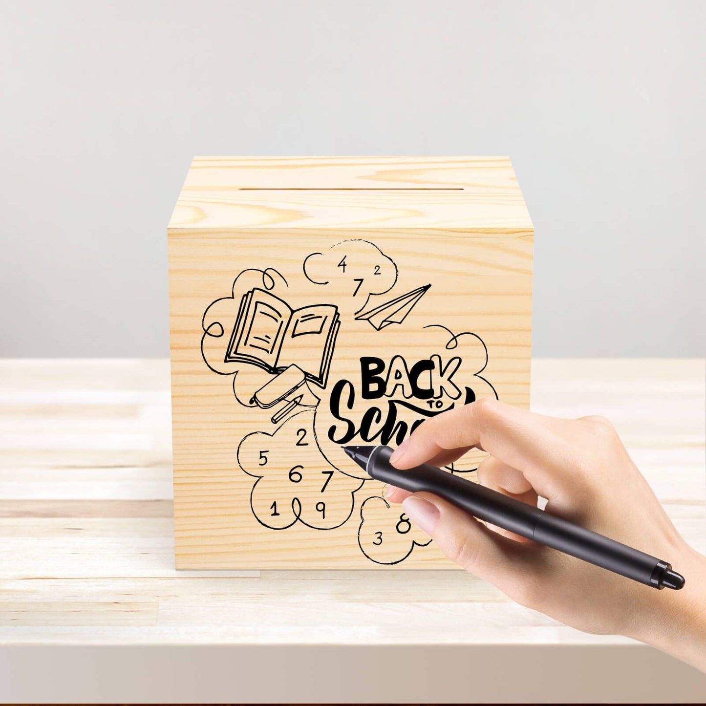Hchangen Adults Piggy Bank Creative For Real-Money, Natural Wood Money Box, Can Only Save The Piggy Bank That Cannot Be Taken Ou