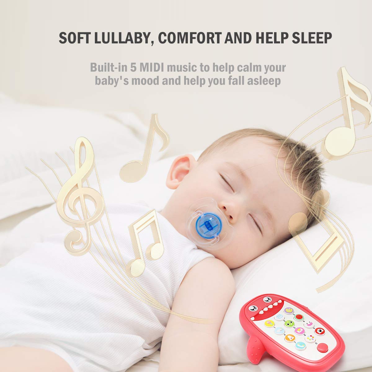 FYYZY Baby Cell Phone Toy for Learning and Play Early Education Telephone with Silicone Teether Cover Music Lights Help Learn Ba