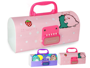 Funblast Pen & Pencil Box For Girls Suitcase Style Password Lock Pencil Case, Multi-Layer Pencil Box For Kids, Boys, Girls, Geom