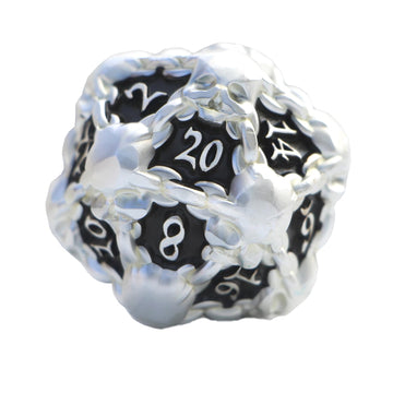 Dndwow Big Metal Skull D20 Dice Silver Black Skull Dice Bksh