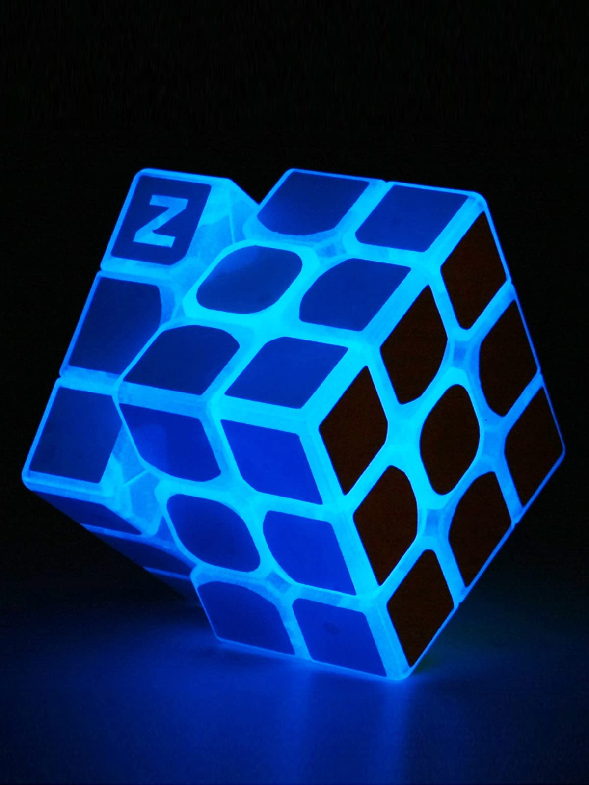 Amaza 3X3 Fluorescent Speed Cube 3X3X3 Glow In Dark Luminous Speed Cube 3 By 3 Magic Cube Puzzle Toy Brain Teasers Iq Puzzles Game Toys For Children Adults (Blue Luminous)