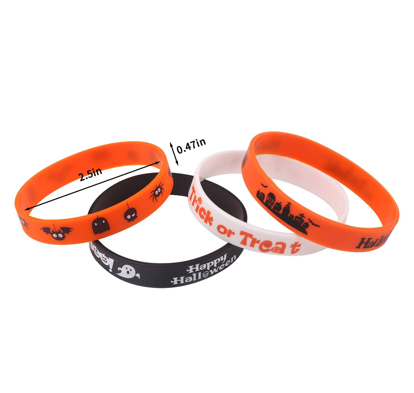 CCINEE 36pcs Rubber Wristbands 6 Novelty Halloween Pattern Silicone Bracelets Rubber Bands for Halloween Party Bag Filler Supply