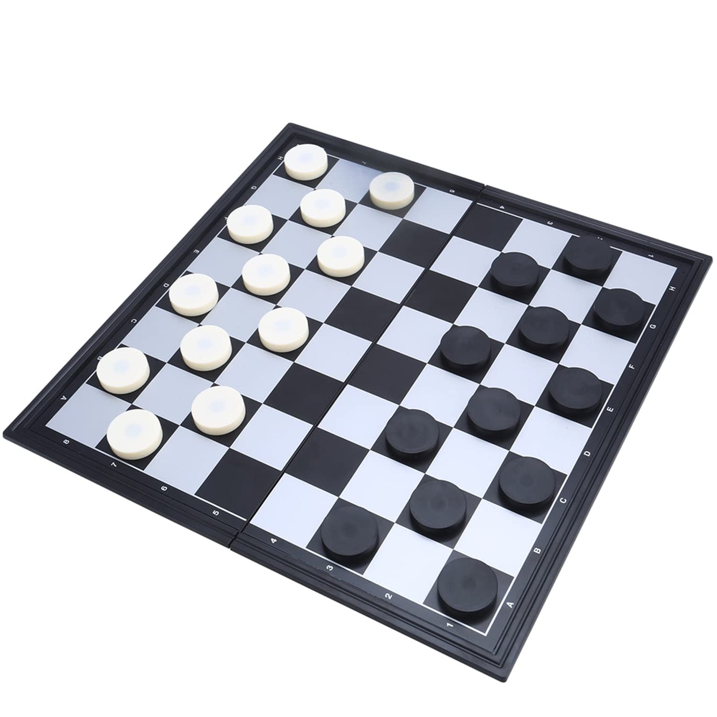 Quadpro 3 In 1 Magnetic Chess Checkers Backgammon Board Game Set With Folding Board Travel Games For Kids And Adults (Chess: Black & White)