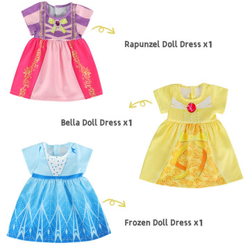 Benylion Girls Doll Clothes 14-16 Inch Doll Princess Costume Dress For 14-16 Inch Doll Include 3Pcs Different Princess Dress Fit