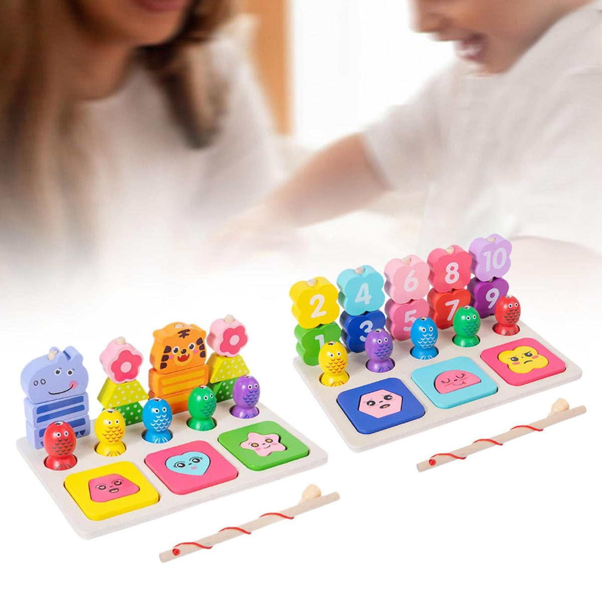 Atorse Wooden Sorting Stacking Toy 3 In 1 Shape Sorter For Boys Girls Children Gift Animal|Baby | Toys For Baby | Developmental 