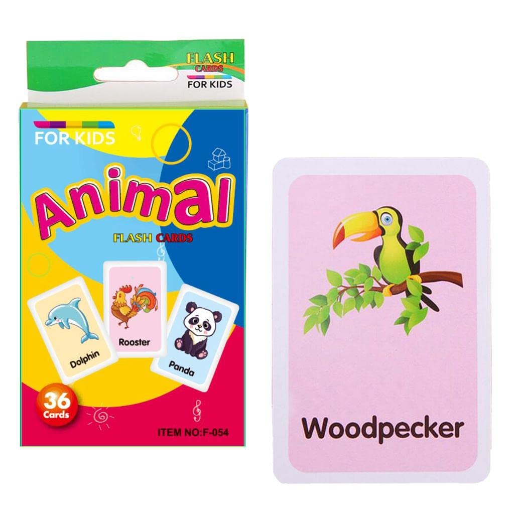 Atorse 36 Pieces Preschool Educational Flash Cards For Kids Animals