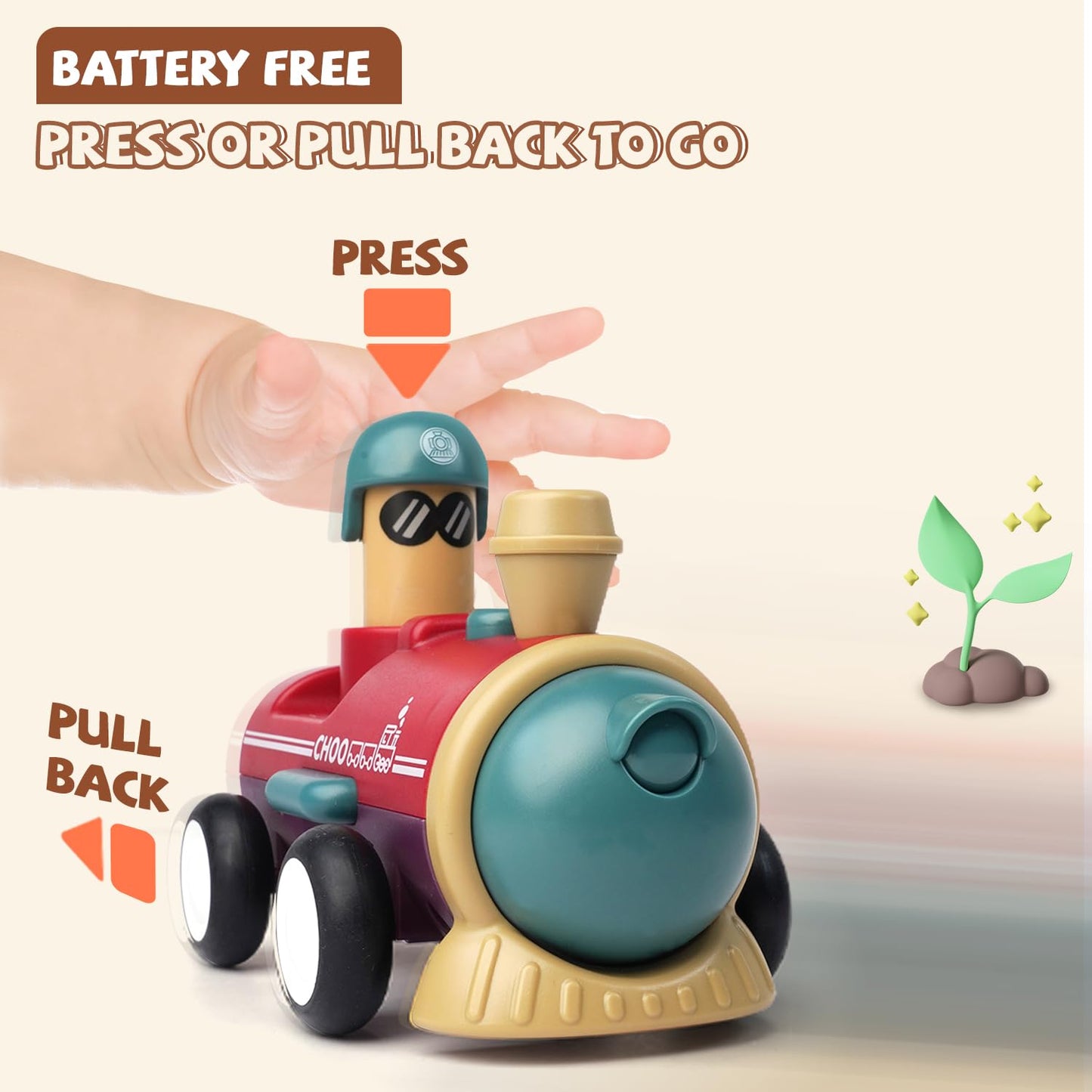 LiKee Toy Cars for Toddlers 1 2 3 4 Years Old Boy Girl, 4 Pcs Pull Back Cars for 18+ Months Baby Infant Gift, Kids Trucks Push a