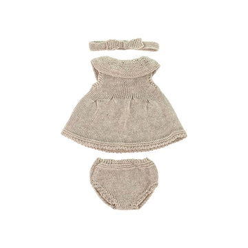 Miniland Clothes for Dolls 12 5/8'' Knitted Outfit Dress & Headband - ECO, Made in Spain, Quality, Role Play, Educational