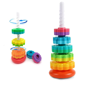 Luckfuture Spinning Stacking Toys, Educational Toddler Toys Stacking Rings Baby Toy, Montessori Toy For Girls And Boys, Spin Gea