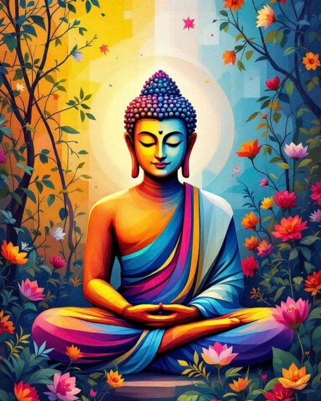 Tulip N Turtle Buddha Glow Diy Acrylic Paint By Number Kit For Adults Beginner Canvas Painting By Number Acrylic Painting. Wall 