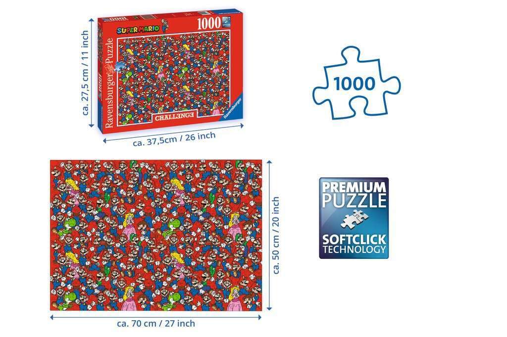 Ravensburger Super Mario 1000 Pieces Jigsaw Puzzle - Paper Adult Gift, Model 16525