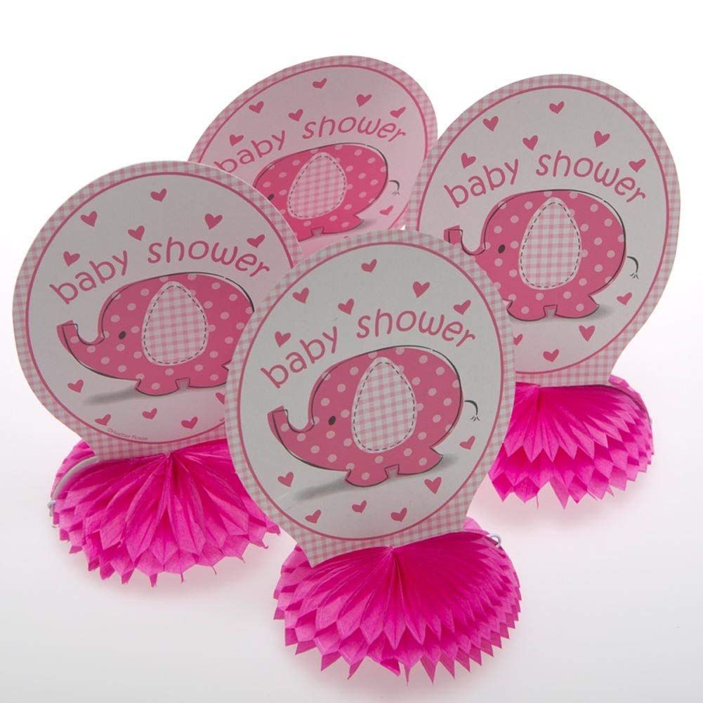 Unique Baby Shower Elephant Honeycomb Decorations, 6, Pink
