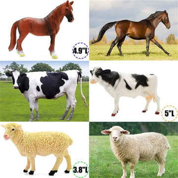 Farm Animals 53Pcs Realistic Plastic Playset With Fences, Building Blocks, Educational Toys For Boys & Girls, Toddlers Cupcake Topper Set