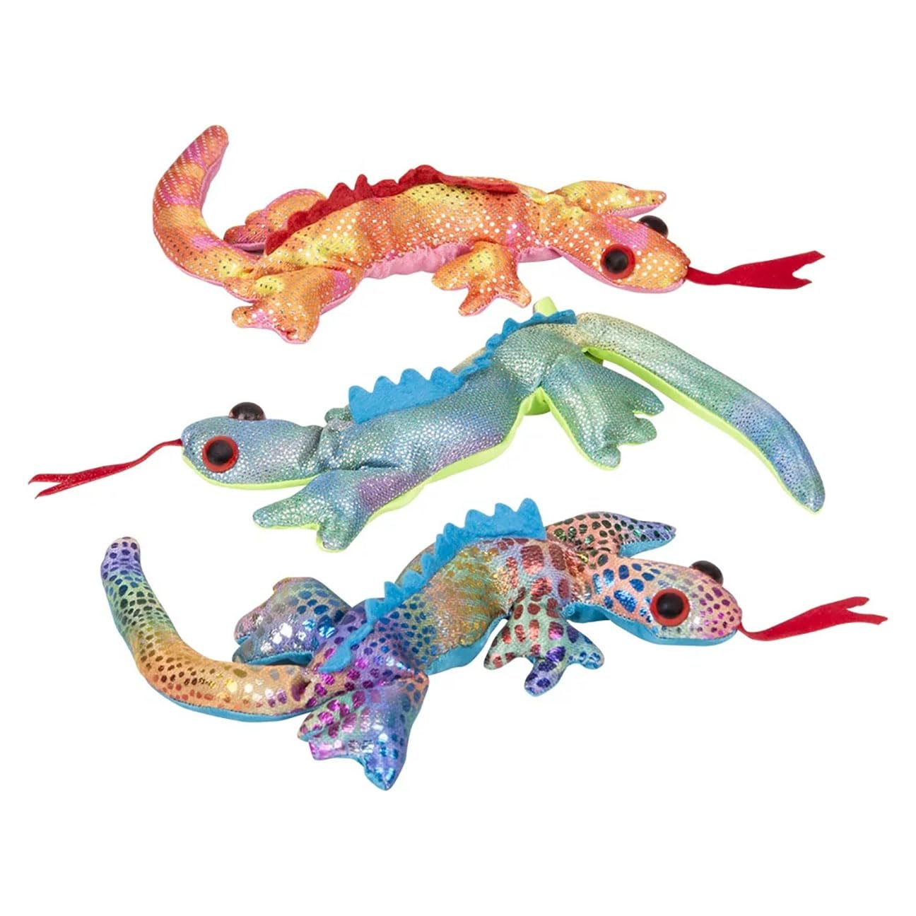 Curious Minds Busy Bags Set Of 3 - Lizard Sand Filled Animal Toy - Heavy Weighted Sandbag Animal Plush Bean Bag Toss - Shimmerin