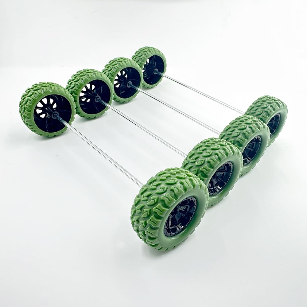 10PCS Toy Car Wheel RC Car Rubber Tire Wheel with 5PCS Shaft Round Rod Axles for RC Car Truck Robot DIY Model Toy Wheel Parts (2