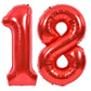 Toniful 40 Inch Red Large Numbers Balloons Number 18 Digital 18 Helium Balloons, Foil Mylar Big Number Balloons For Birthday Par