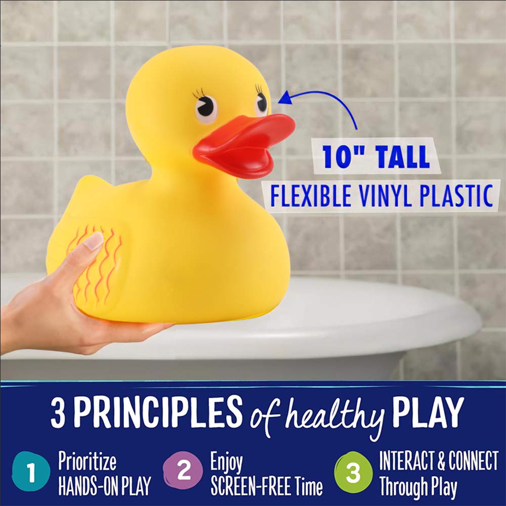 10'' Jumbo Classic Yellow Rubber Duck Bathtime Toy, Floating Fun Pool Preschool Bathtub Toy, Giant Flexible Large Yellow Duck Fo