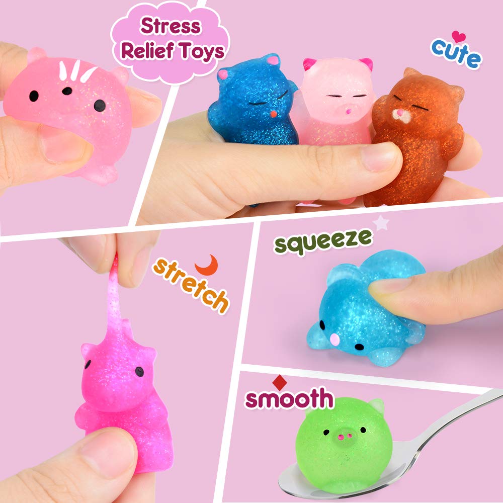 Ocato 40Pcs Mochi Squishys Toys Mini Squishies 2Nd Generation Glitter Animal Squishies Party Favors For Kids Adults Stress Relief Toy Treasure Box Prize Classroom Valentine Prizes Easter Egg Fillers