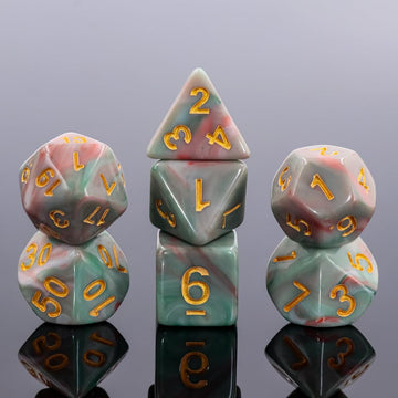 Role Playing Dice Set - 16mm Polyhedral DND Dice in Mixed Colors (Red, Dark Green, Light Green) - Perfect for Dungeons and Drago