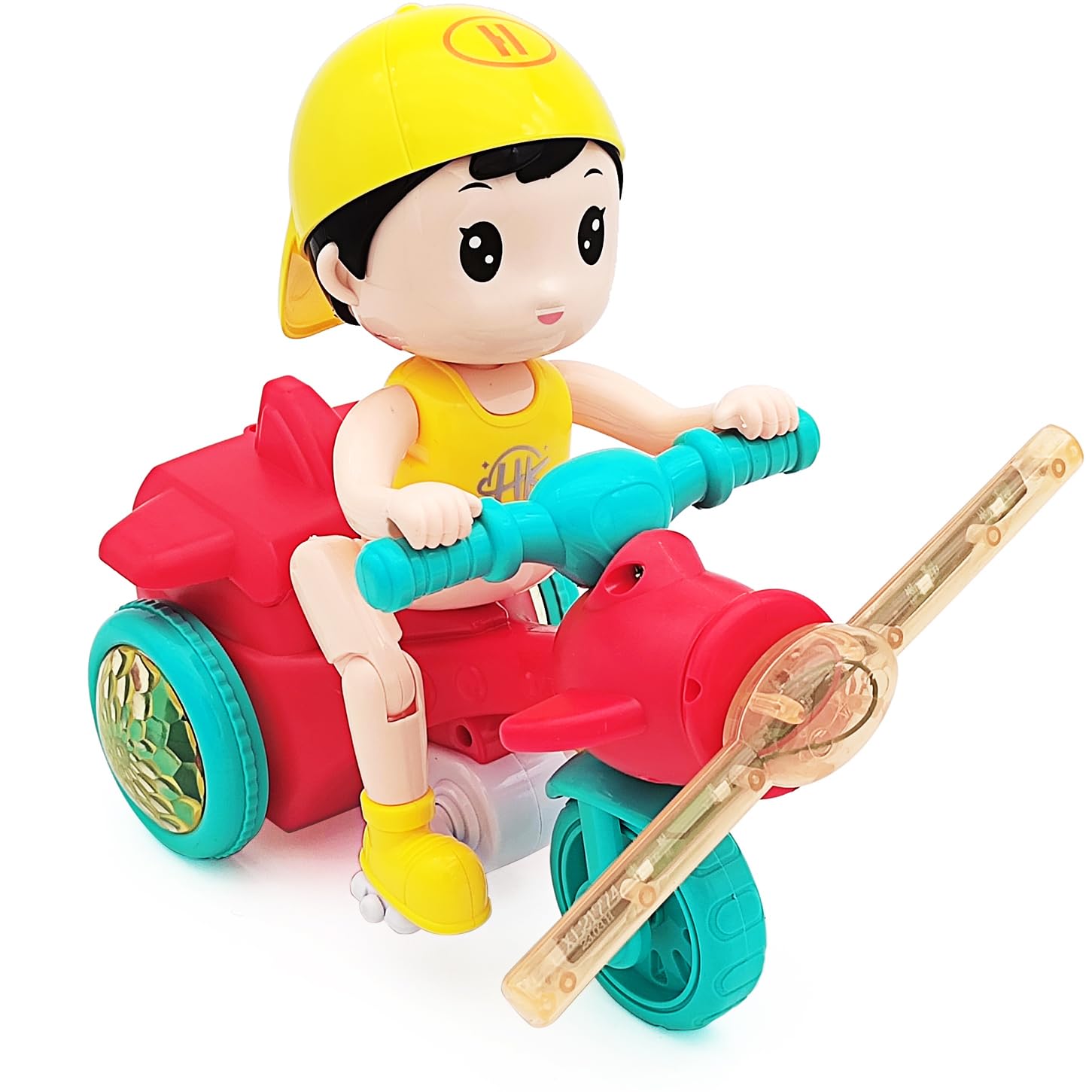 Tipmant Baby Toddler Electric Tricycle Toy Motorcycle Vehicle Stunt Performance, Music, Luminous Lights, Kids Birthday Gifts (Ye