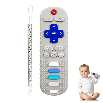 Yapromo Babay Teething Toys,Reomte Teether Toys, Silicone Chew Toy For Babies 18+ Months, Remote Control Shape Teething Toys, Early Educational Toy Bpa Free & Refrigerator Safe (Beige)