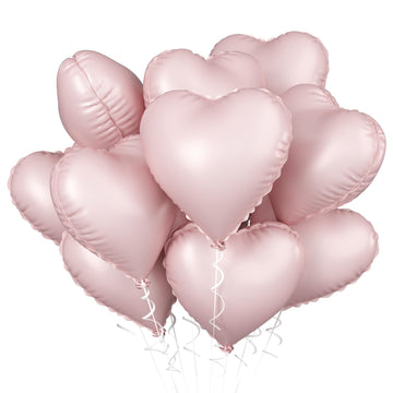 Baby Pink Heart Balloon, 10Pcs Pink Foil Heart Balloons, 18Inch Pastel Pink Heart Shape Balloons Helium Birthday Party Decoratio