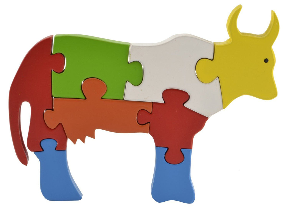 Skillofun Wooden Take Apart Puzzle Large  Cow, Multi Color