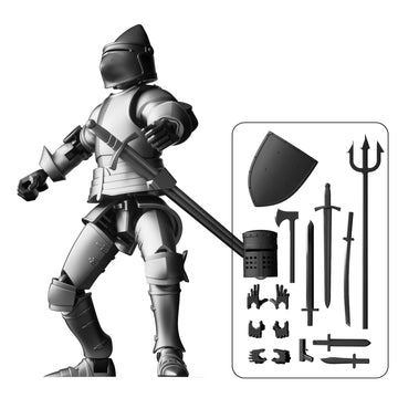 MEIEST Knight protective covering Action Figure Multi-Jointed Movable Robot Mannequin T13 Multiple Accessories  Desk Decoration  Creative Gifts (Black)