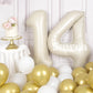 Suwen 40 Inch Cream White Large 14 Number Balloons Big Foil Helium Number Balloons 0-9 Jumbo Happy 14Th Mylar Birthday Party Dec