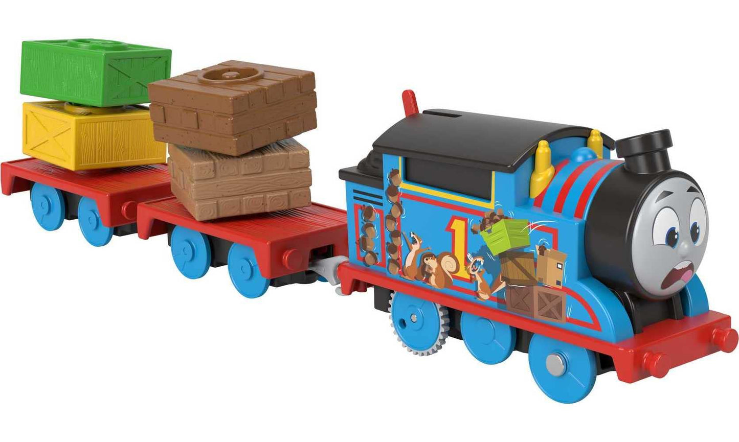 Thomas & Friends Toy Train, Wobble Cargo Thomas Motorized Engine With 2 Cargo Cars For Preschool Railway Play Ages 3+ Years