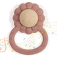 Dirbabi Rattle Teether, Lion Shape Montessori Baby Sensory Teething Toys, Food Grade Silicone Bpa Free, Newborn Essentials Must Haves (Shifting Sand Dusty Lilac)