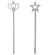 Liatunou 2 Pack Silver Star Wands, Crown Wands, Princess Fairy Wands,Magical Sticks For Girls Birthday, Party, Halloween