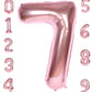 Aule 40 Inch Big Rose Gold 7 Balloon Number Large Foil Helium Number Balloons 0-9 Jumbo Giant Happy 7Th Birthday Party Decoratio