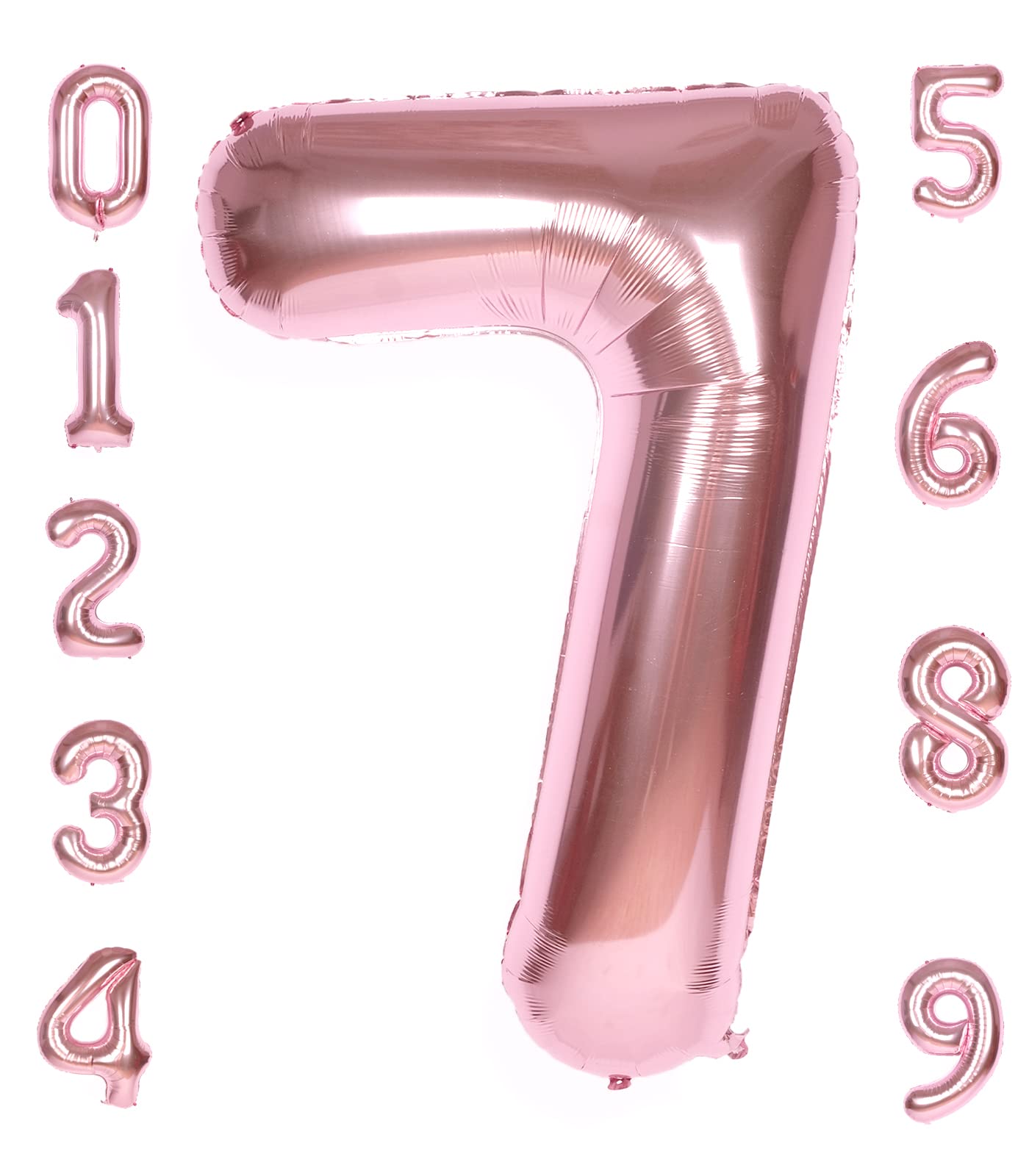 Aule 40 Inch Big Rose Gold 7 Balloon Number Large Foil Helium Number Balloons 0-9 Jumbo Giant Happy 7Th Birthday Party Decoratio