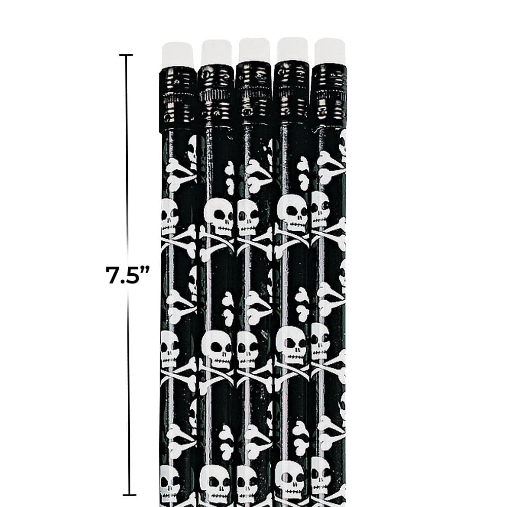 Fun Express - Skull and Crossbone Pencils - Stationery - Pencils - Pencils - Printed - 24 Pieces
