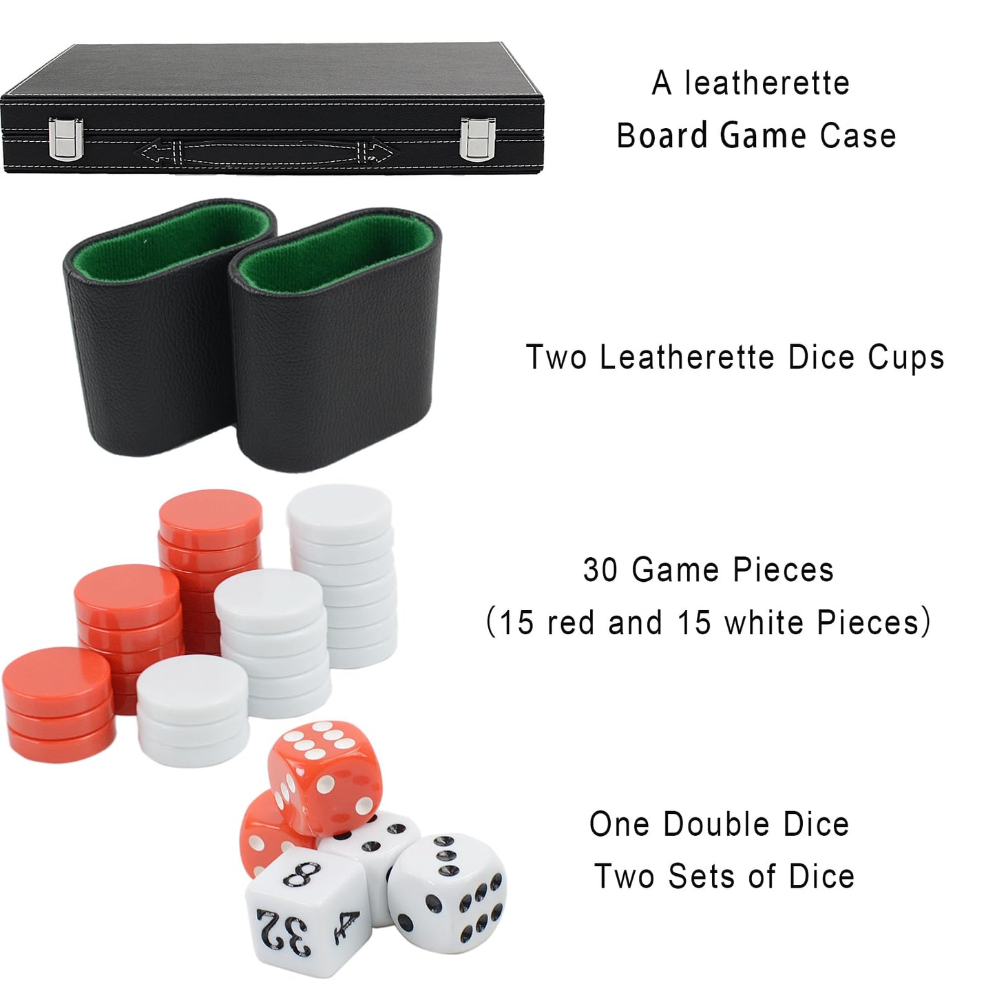 Vovotuzzi Backgammon Sets for Adults, 15'' Backgammon Set Leather Large, Travel Backgammon Board Games - Classic Board Game (Gre