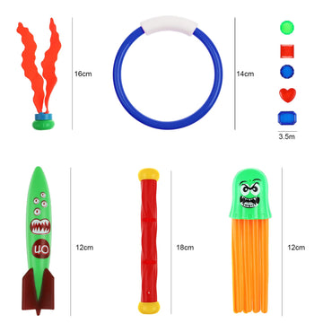 Billmoss Diving Pool Toys Set, 24 Pcs Underwater Toys Swimming Treasure Game Toys For Kids And Dogs With Storage Bag
