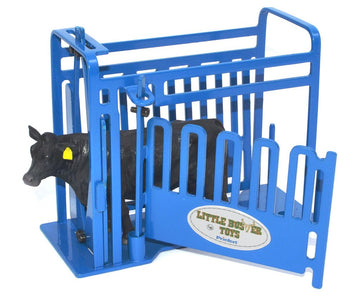 Little Buster Toys Squeeze Chute - Priefert Squeeze Chute With Sliding Gates In Blue, 1/16Th Scale