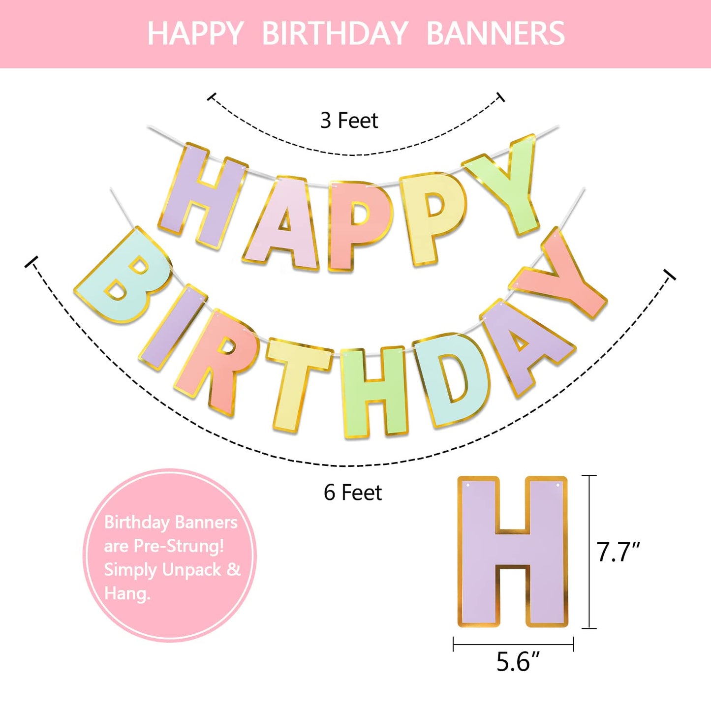 Litaus Macaron Birthday Decorations - Pack Of 20 | Happy Birthday Banner, Tissue Paper, Swirls, Garland | Birthday Decorations F