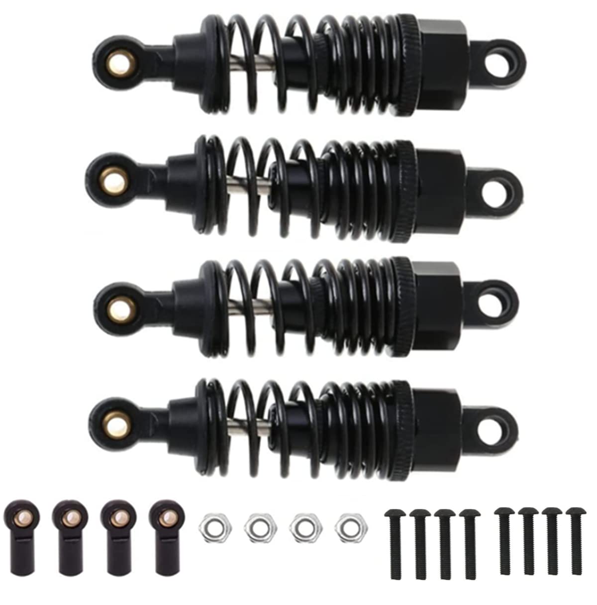 Aluminum Rc Shocks Absorbers Damper For Tamiya Tt01 Mf-01X 1/10 Rc Car Upgrades Parts 4 Pcs/Set(Black)